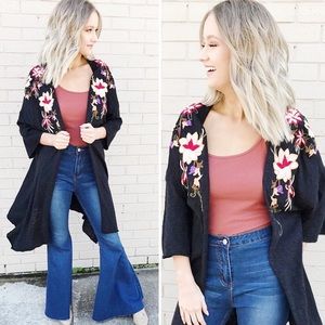 Black Floral Kimono